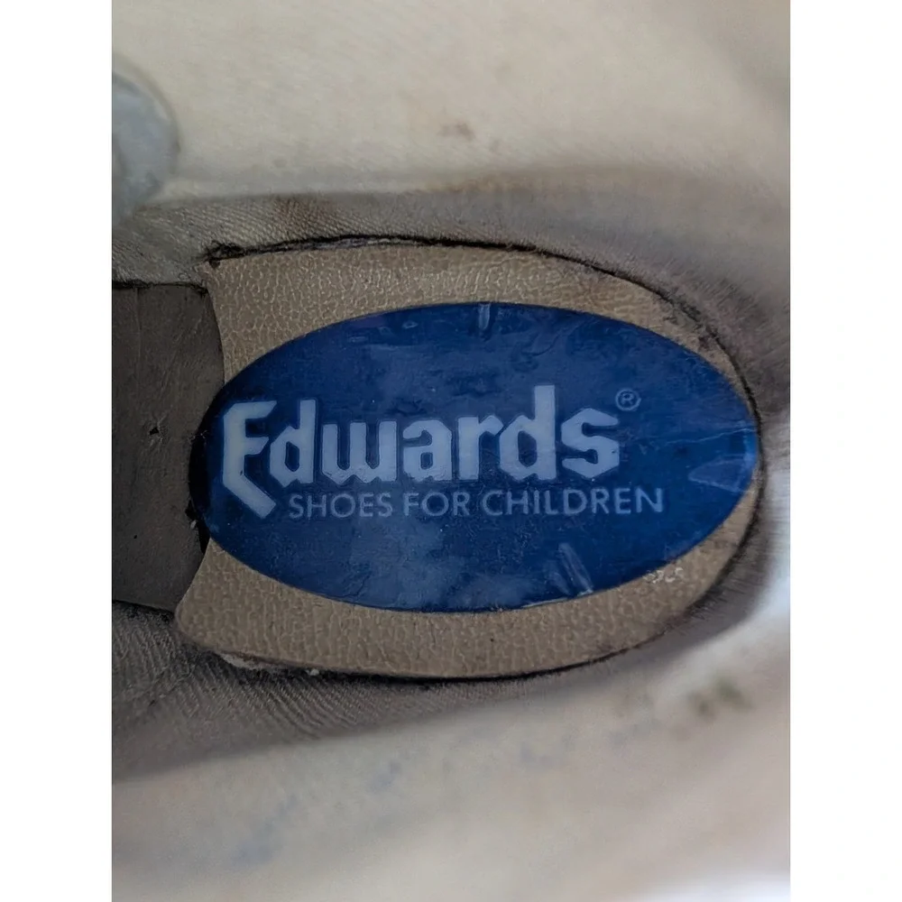 Vintage Edwards Shoes for Children White Leather Baby Shoes High Top Lace Up